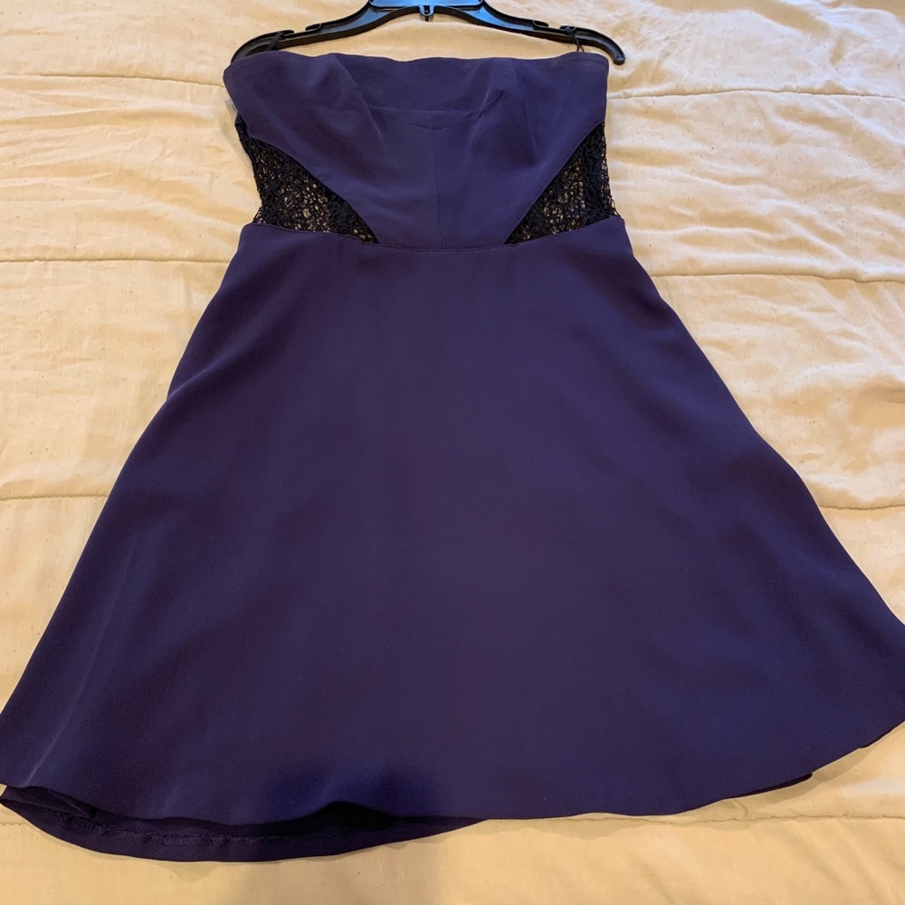 Rachel Roy Navy Lace Back Strapless Dress